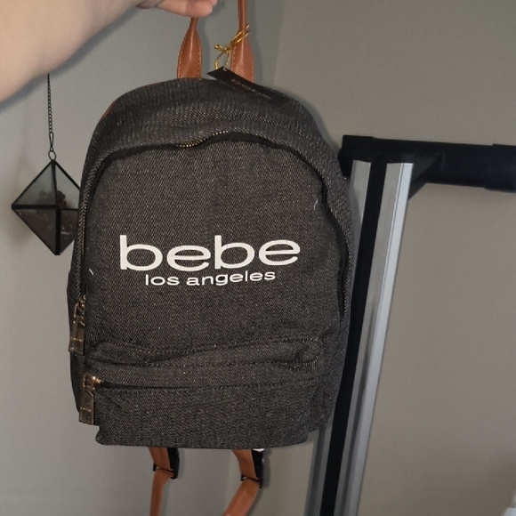 Bebe Charcoal and Tan Backpack